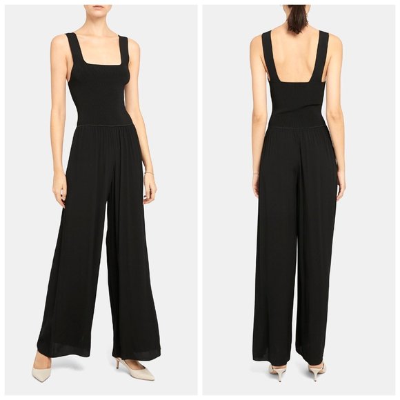NWT Theory Ribbed Square Neck Jumpsuit in Viscose Crepe - Picture 1 of 16